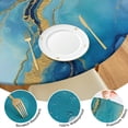 thumbnail image 4 of Blue Gold Wave Marble Pattern Round Fitted Tablecloth with Elastic Edge,Dining Table Cover Waterproof,Outdoor Round Tablecloth for Camping,Dining,Indoor and Outdoor, 4 of 7