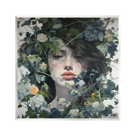 Stupell Industries Woman with Green Blossoms Botanical & Floral Painting Unframed Art Print Wall Art, 12 x 12