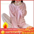 thumbnail image 2 of Conjuntos de Pijamas de franela para Mujer, ropa de dormir clásica con estampado a cuadros de peluche, ropa de casa de terciopelo Kawaii Girsl, Otoño e Invierno, 2 of 4