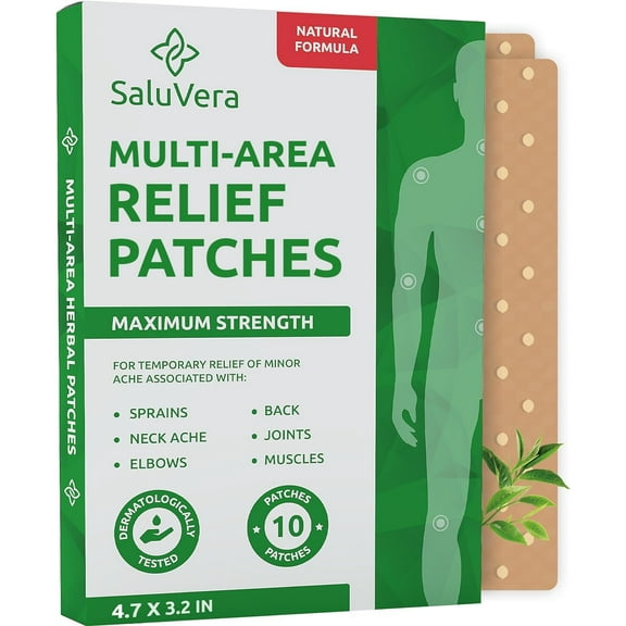 SaluVera Heat Patches for Pain Relief, Capsicum and Menthol, Muscle and Joint Soreness, 10 Pack