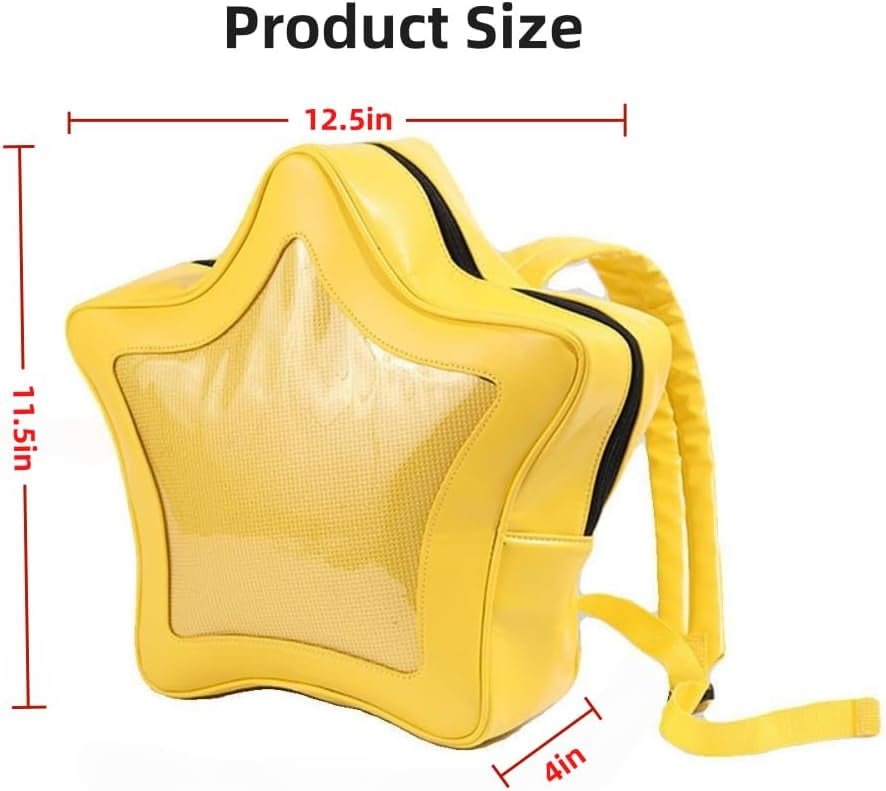 SPEKSEE Yellow Star Kawaii Backpack PU Leather Ita Bag Backpack Y2k Shoulder Bag Aesthetic Cute Backpack
