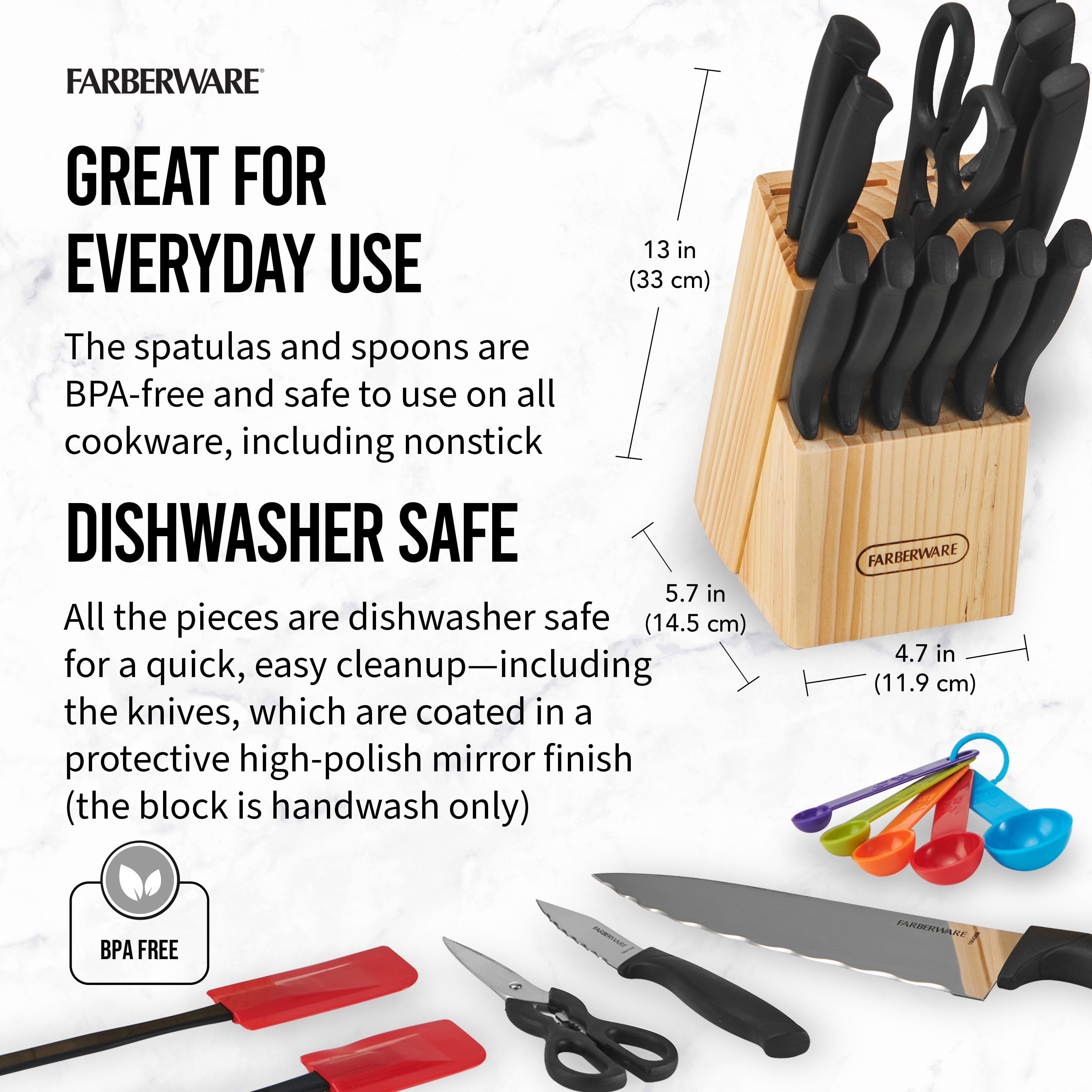 Farberware 23-Pc. Cutlery and Tool Set | Blue | One Size | Cutlery Knife Sets | Dishwasher Safe