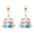thumbnail image 4 of 3 Ct Round Cut Drop Dangle Blue Crystal 14K Rose Solid Gold Everyday Dainty Earrings Lever Back, 4 of 7