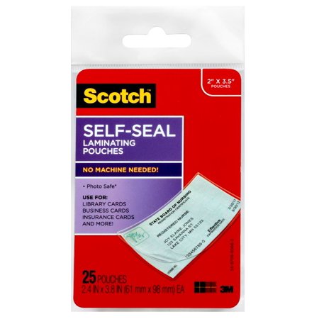 Scotch Self-Sealing Laminating Business Card Pouches, 25 Sheets