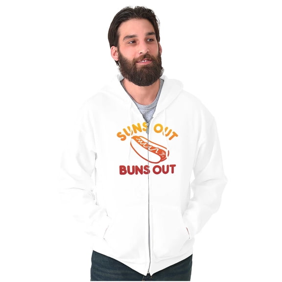 Suns Buns Out Summer Vacation Pun Zip Up Hoodie Men's Women's Brisco Brands S