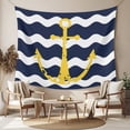thumbnail image 2 of Navy Ripple Tapestry for Bedroom Wall Hanging Tapestry, Yellow Anchor Navy White Waves Aesthetics Ceiling Backdrop Tapestries Poster Blanket Wall Decor for Teens Room Living Room Dorm 59" x 90", 2 of 8
