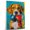 American English Coonhound, variant on Pumi Dog Playing Boxing Stretched Canvas Size 8x12 – Vintage Style Pumi Dog Art for Boxing Fans, Great Gift for Dog Owners
