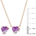 thumbnail image 2 of Everly Women's Amethyst and Diamond Heart Swirl Rose Silver Earrings and Necklace Set - 18 in, 2 of 8