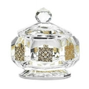 A&M Judaica and Gifts  Crystal Honey Dish Octagon Shape Gold Cubes