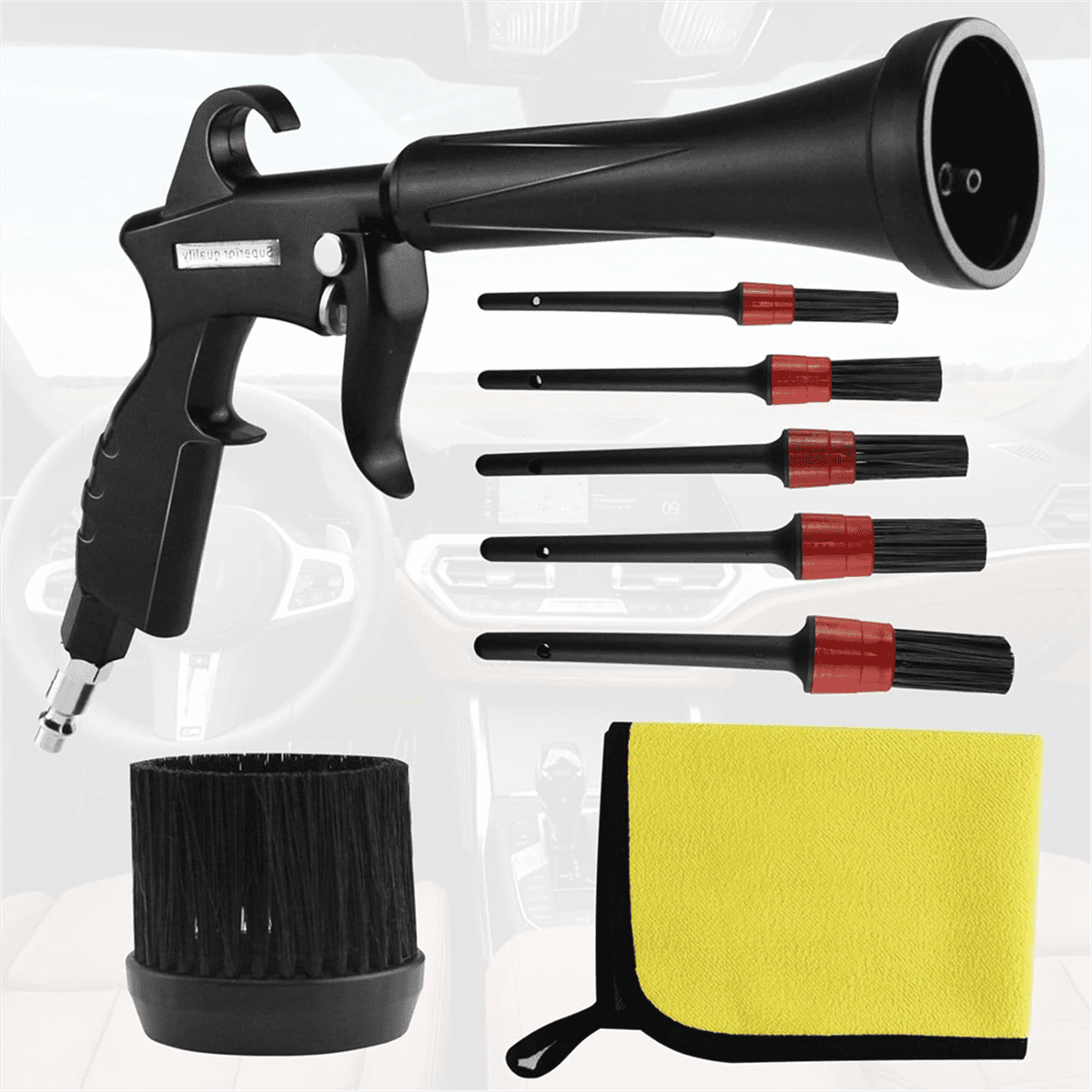 Air Cleaning Nozzle with Rubber Guard and Brass Adjustable Air Flow Nozzle Air Nozzle for Compressor Pneumatic Tool