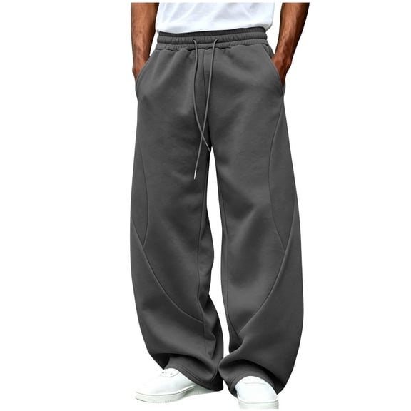 Maean Mens Baggy Sweatpant Wide Leg Drawstring Elastic Waist Loose Casual Fashion Sweat Pants with Pockets