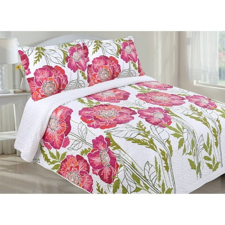 - Floral Quilt 3 Piece Set by LCM Home Fashions