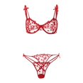 thumbnail image 3 of Gibobby Ropa sexy de mujer para sexo Conjunto de lencería de Encaje para Mujer con Cinturones de Liguero, Sujetador y Bragas, sostén y Tanga(Rojo, X-CH), 3 of 5