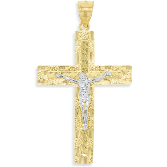 Floreo 10k Yellow Gold Diamond Cut Classic Crucifix Pendant - (Small, 3mm)