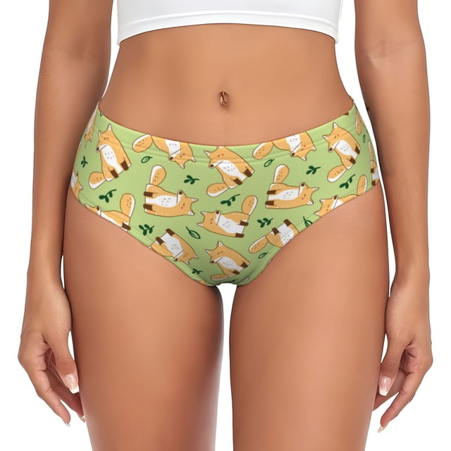 Balery Cartoon Fox 2 Ropa Interior de Algodón para Mujer con Dibujo – Braguitas Cómodas y Elásticas, Estilo Clásico-Medium