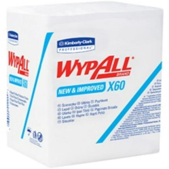 WypAll KW116 0.25 in. X60 Fold Industrial Wipers Bulk Pack, White