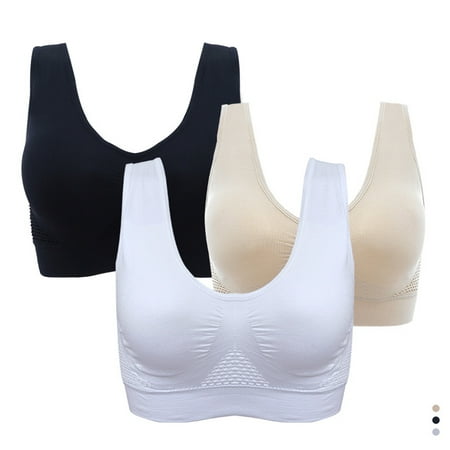 MAX 3 Pack Women's Wireless Cotton Bra Sports Bras High Support Large Bust Activewear Tops for Yoga Running Fitness