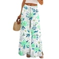 thumbnail image 2 of TRUBKH boho pants for women High Waist Wide Leg Pants Floral Solid Long Palazzo Pants Womens Summer Casual High Waist Pant 2025 Beach Vacation Outfits summer pants for women boho pants Mint Green L, 2 of 7