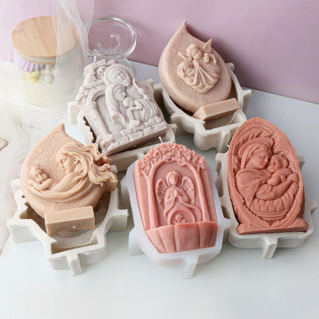 Osdhezcn Statues Moulds Religious Candle Making Molds Sculpture Molds Silicone Texture