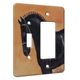 thumbnail image 1 of KuzmarK™ 2 Gang Single Toggle / Single Duplex Rocker Wall Plate - Black Percheron Draft Horse Art by Denise Every, 1 of 1