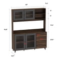 thumbnail image 3 of KULAGAGA Kitchen Sideboard Buffet Cabinet, Baker's Rack Microwave Stand with Hutch, Open Shelves and Drawers,Walnut, 3 of 7