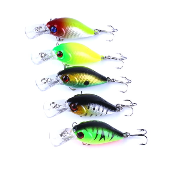 Opolski 5Pcs Fishing Lure with Hooks Minnow Floating Crankbait Bait Jig Fishing Lures for Seawater
