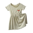 thumbnail image 2 of YHAJDS Kids Girls Short Sleeve Dress Polka Print Ruffle Sundress, 2 of 3