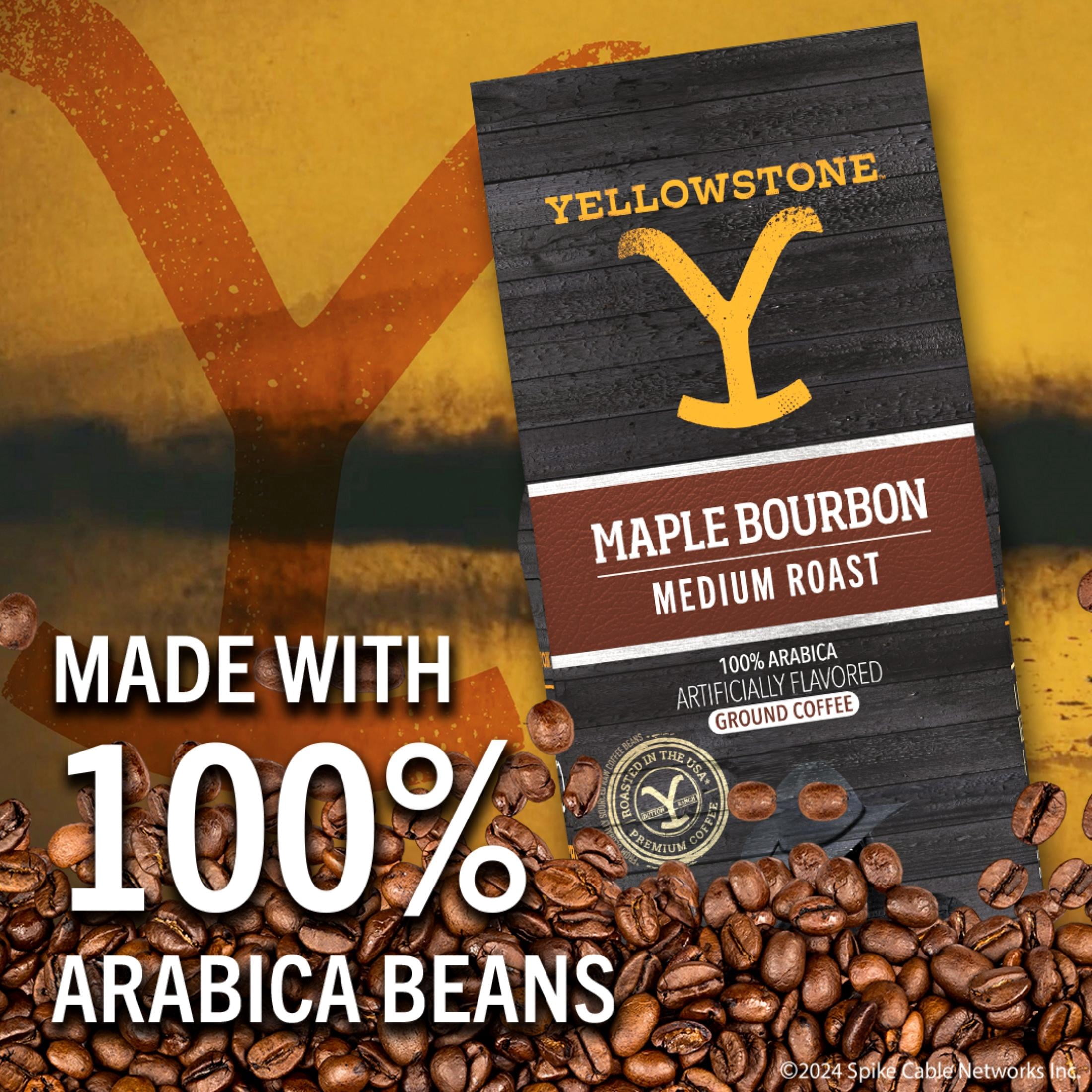 Yellowstone Maple Bourbon Medium Roast Ground Coffee 12 oz, 3 pack