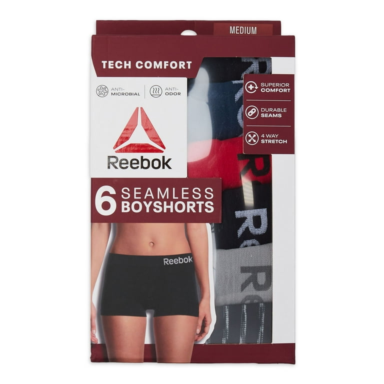 Reebok Women's Underwear - Mid Length Seamless Boyshorts (2 Pack