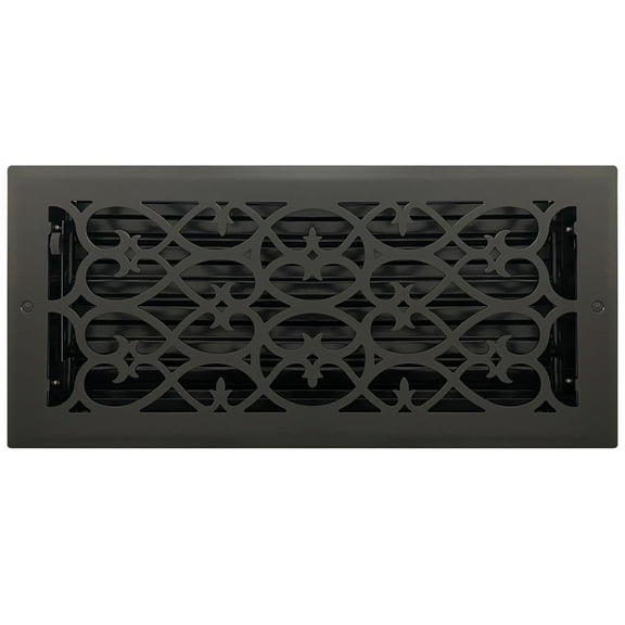 6" x 14" Flat Black Victorian Style Floor Register - Decorative Vent Cover