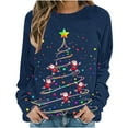 thumbnail image 2 of Ounisa Womens Crewneck Long Sleeve Sweatshirt Fall Winter Fashion Pullover Tops Casual Christmas Tree Lights Santa Claus Gifts Graphic Sweater Clothes Cute Trendy Work Outfits 2025, 2 of 6