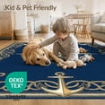 thumbnail image 4 of ODIKA 6'x9' Washable Area Rug Compass Nautical Vintage Motif Border Maritime Distressed Map for Dining Room, Under Table, Office Décor, Non-Slip Chair-Friendly, 4 of 7