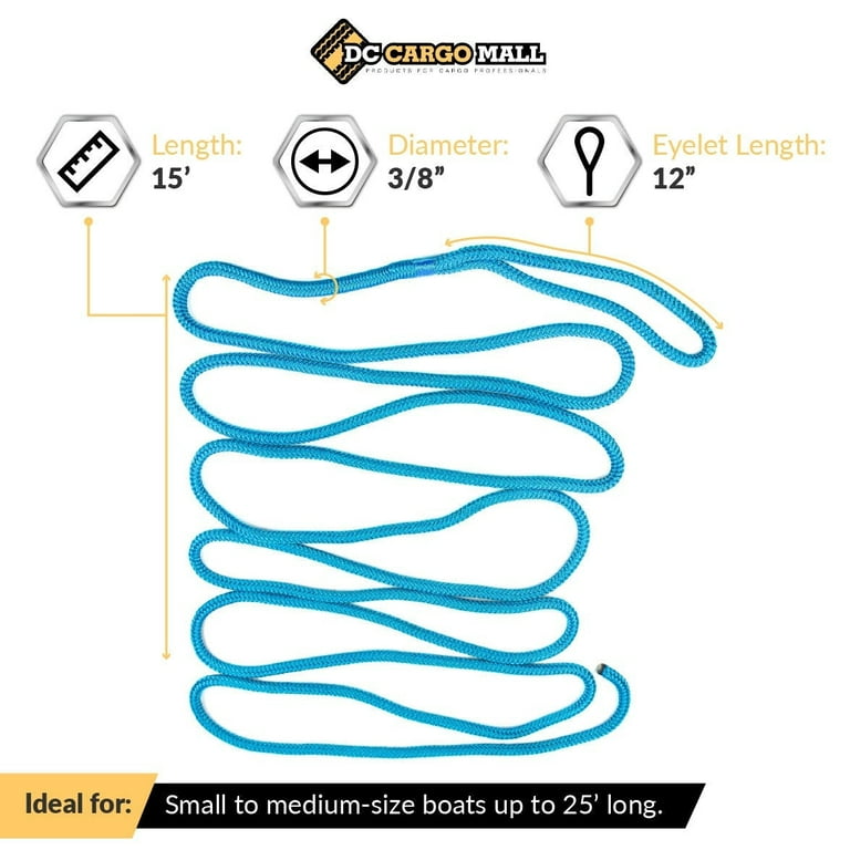 Innocedear Premium - Docking line in nylon a doppia treccia (2 pezzi) | 35,6 cm (25 o 30 ') con occhielli e fascette da 35,6 cm | linee di ancoraggio per barche