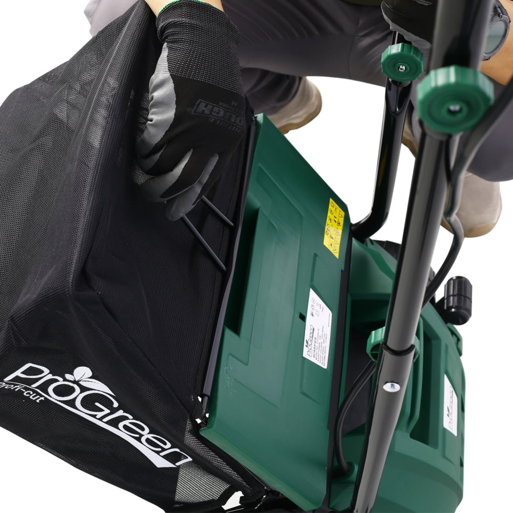 2-in-1 Electric Lawn Dethatcher and Scarifier, 13-Inch 12 Amp Garden Scarifier with 4-Position Adjustment, Removable 31.7QT Collection Bag, Folding Lawn Tool for Healthy Grass Care, Green