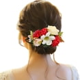 thumbnail image 1 of XASZHN Flower Hair Side Combs Slide Clips Floral Bows Hairpins Set Red_003 One Size, 1 of 5