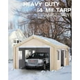 thumbnail image 3 of 13x20 Ft Heavy-duty Carport with Detachable Sidewalls, Front and Rear Doors, Sandbags and All-season Waterproof Fabric Suitable for Cars, Boats, Trucks and Motorcycles (Yellow), 3 of 7