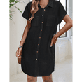 thumbnail image 4 of Vestido Camisero Informal de Verano para Mujer, de Algodón y , con Escote en V, Botones, Corta y Cintura Holgada, Color Negro, Talla M, 4 of 7