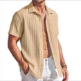 thumbnail image 2 of Camisas Casuales de Corta con Botones para Hombre, con Textura, para Playa y Verano, con Bolsillo Caqui XXL, 2 of 7