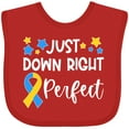 thumbnail image 3 of Inktastic Just Down Right Perfect Down Syndrome Awareness Ribbon Boys or Girls Baby Bib, 3 of 4