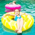 thumbnail image 5 of 2 Pack Inflatable Pool Tubes with handles, Yellow Pool Floaties for Adults, 39” Pink Swimming Floats for Teens, 5 of 7