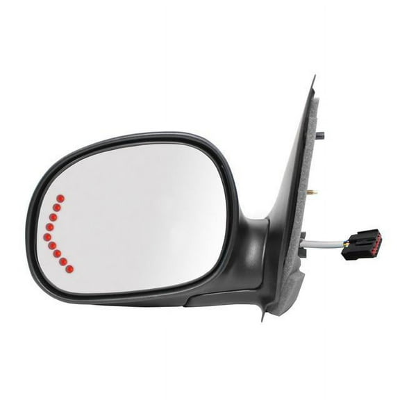 61206F - Fit System Driver Side Mirror For 98-03 Ford F150 Pick-Up, 98-99 F250 Ld Pick-Up, Led Arrow Turn Signal, Black W/ Ptm Cover, Foldaway, Power (Will Not Fit On Crew Cab Models)