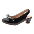 thumbnail image 6 of Girls Dress Shoes Flower Girl Mary Jane Low Heels Pointed Closed Toe Wedding Party Rhinestone Bow Pumps Comfy Footbed Slingback Heeled Sandals Black 13.5 Little Kid, 6 of 6