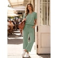thumbnail image 2 of MOYIKO 2 Piece Sets for Women Casual Summer Travel Vacation Outfits Short Sleeve Tops Wide Leg Pants with Pockets Lounge Sets, 2 of 7