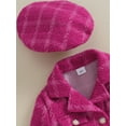 thumbnail image 6 of Infant Girls 3 Pcs Outerwear 4Y 5Y 6Y 7Y Causal Long Sleeve Button Coat + Pleated Plaid Skirt Hat Toddler Clothing Set, 6 of 9