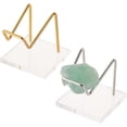 thumbnail image 2 of 2 Pcs Acrylic Stone Display Stand 2.3x2.3x2.4 inch Platinum & Golden Metal Arm Display Stand with Acrylic Base Mineral Specimens Display Easel for Gemstones Agates Rocks Crystal Ball, 2 of 9