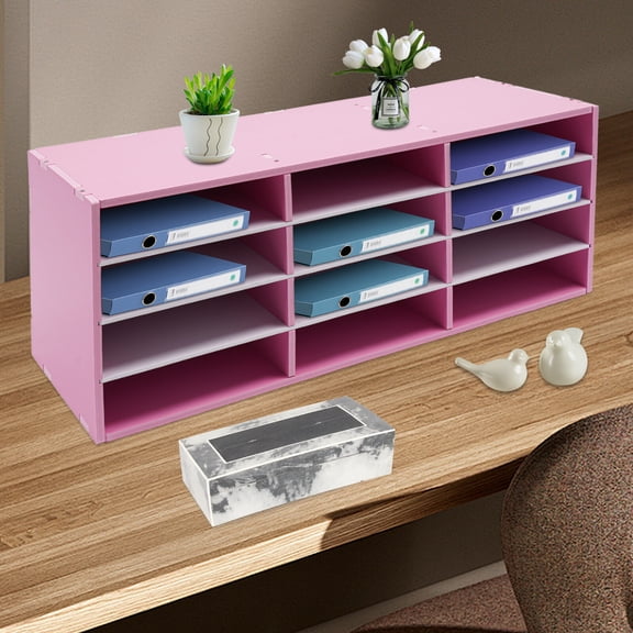 12 Compartments Literature Organizer Sheet Sorter Paper Organizer Mail Sorter 80*30.8*30cm for Home, Library, Office