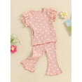 thumbnail image 3 of Bagilaanoe 3pcs Newborn Baby Girl Pants Set Flower Short Sleeve T-shirt Tops + Flare Trousers 6M 12M 18M 24M 3T 4T Kids Casual Clothes, 3 of 7