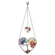 Jovivi Double Heart Tree of Life Hanging Ornament 7 Chakra Reiki Healing Crystals Stones Gemstone Meditation Window Wall Hanger for Feng Shui Yoga Home Indoor Decor