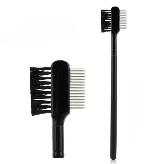 Peine de cejas doble con aguja de acero, herramienta de maquillaje para recortar cejas, cepillo de rímel de pestañas de doble propósito/peine de acero para pestañas