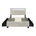 thumbnail image 5 of Full Size Platform Bed with LED Frame,Linen Fabric Upholstered Platform Bed Frame with 4 Drawers for Bedroom,Beige, 5 of 7
